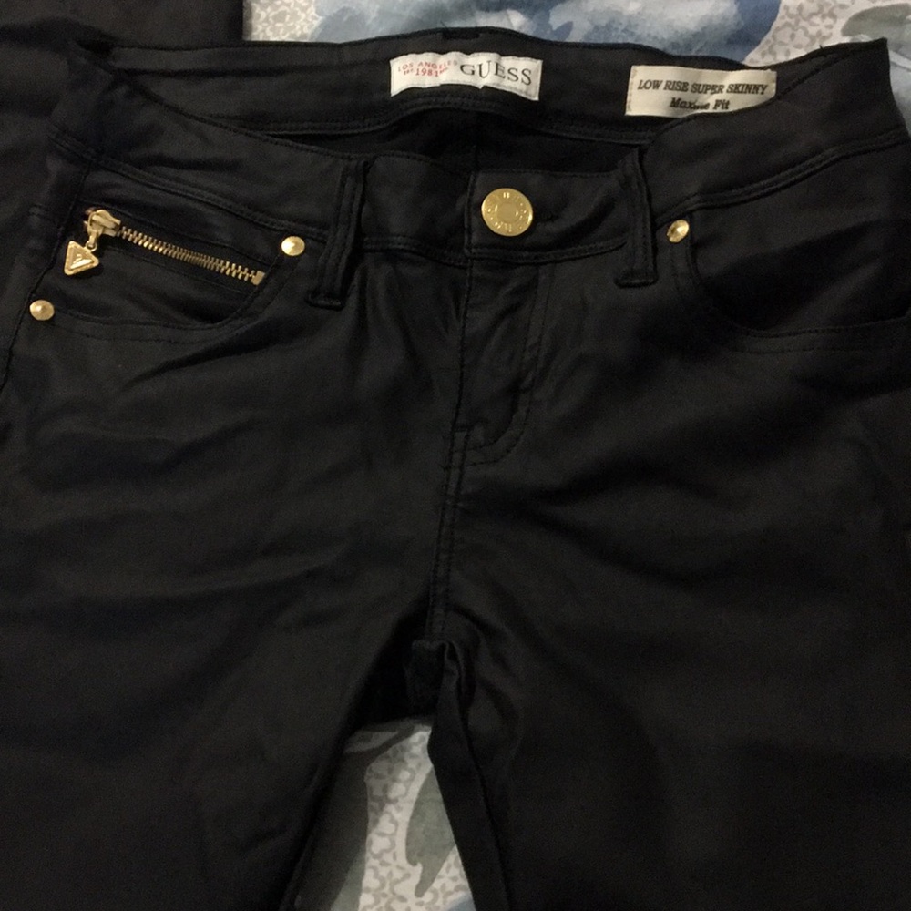 Black leather Guess jeans